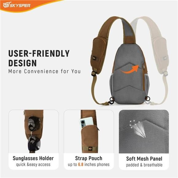 Sling Bag RFID CrossBody Bag Taupe - Picture 5 of 6